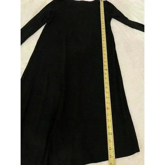 EILEEN FISHER BLACK VISCOSE JERSEY ASYMMETRICAL DRESS S SMALL KNIT MIDI NWOT - Picture 6 of 9